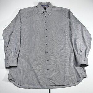 Proper Shirtings Striped Dress Shirt Gray Black Men’s Size XXL / 18.5